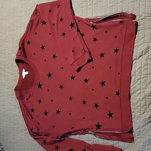 Womens light weight sweatshirt burgundy/black stars size L
